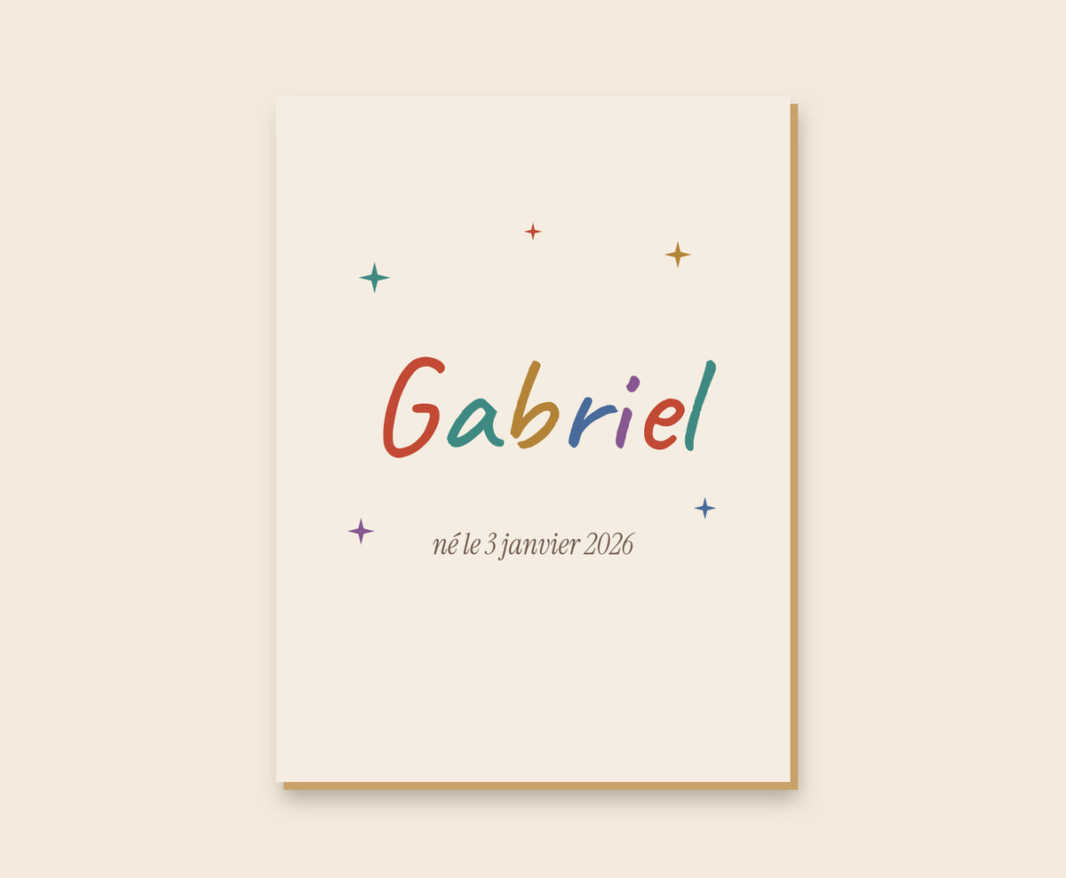 Affiche prénom enfant personnalisée pour la chambre – Tableau bois 30×40 cm