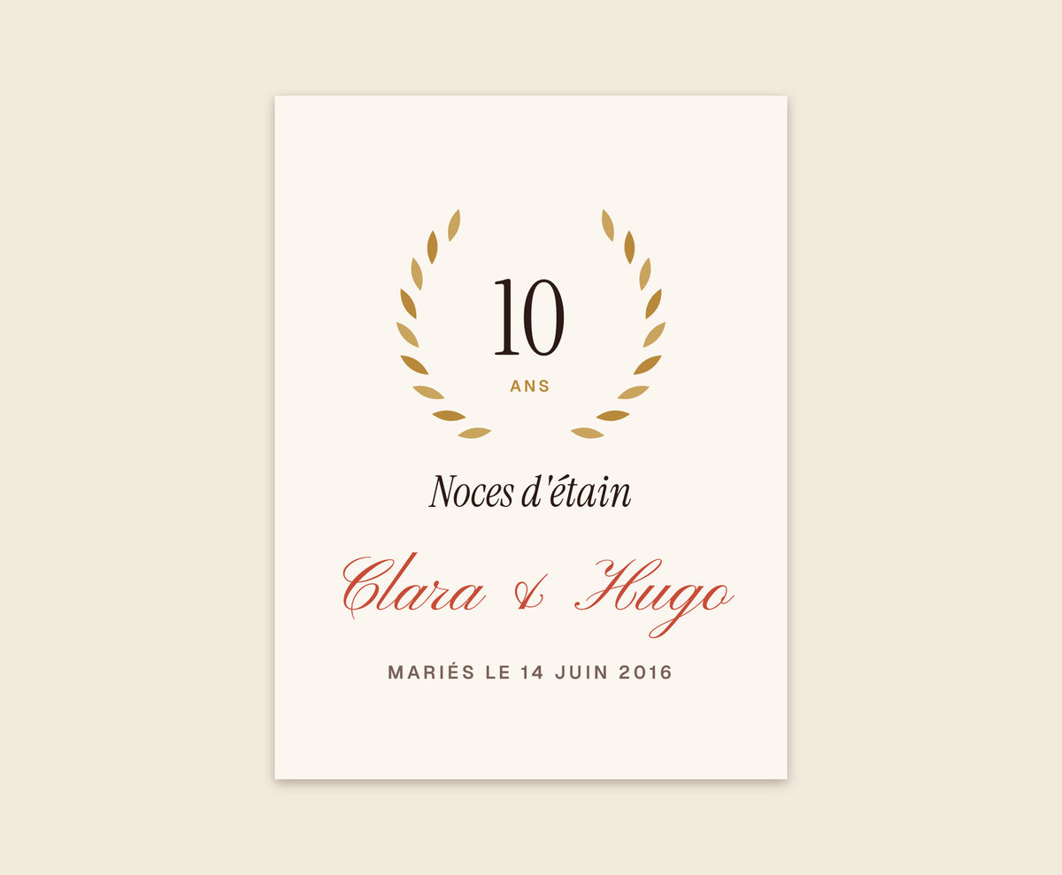 Affiche anniversaire de mariage personnalisée (noces) – Affiche 30×40 cm