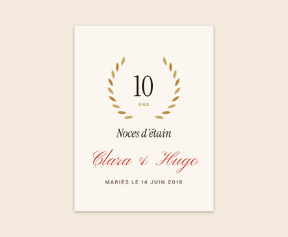 Affiche anniversaire de mariage personnalisée (noces)