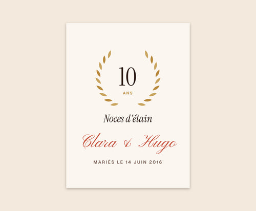 Affiche anniversaire de mariage personnalisée (noces) – Affiche 30×40 cm