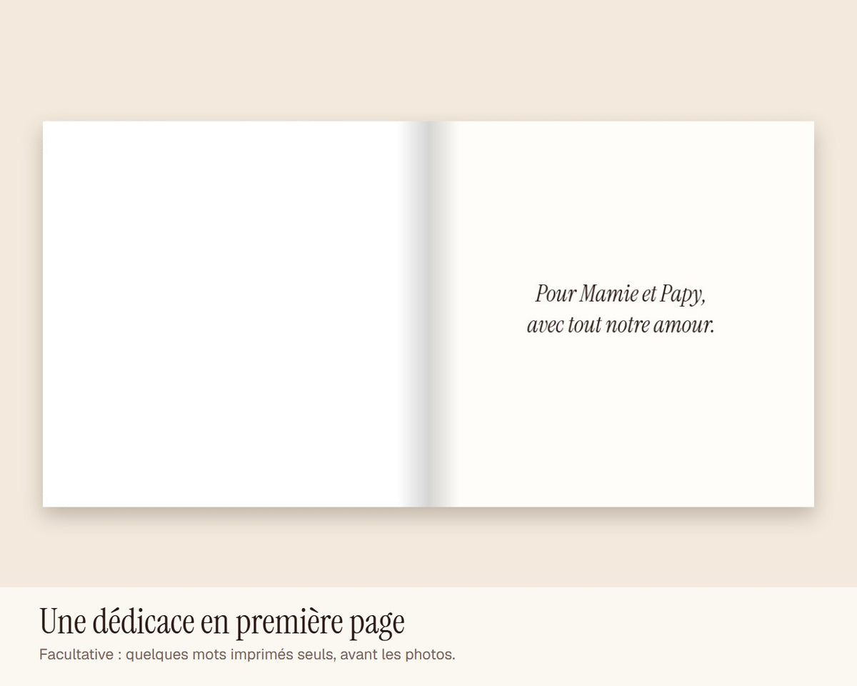 Livre photo « Notre année » de la famille – dédicace en première page