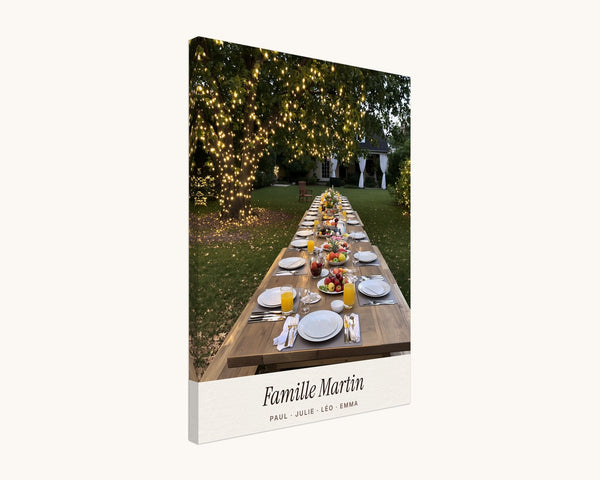 Tableau photo de famille personnalisé avec les prénoms – toile 45 × 60 cm