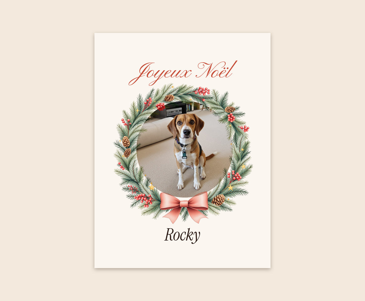 Affiche de Noël avec la photo de votre chien – Affiche 30×40 cm