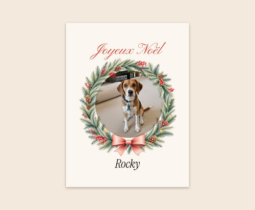 Affiche de Noël avec la photo de votre chien – Affiche 30×40 cm