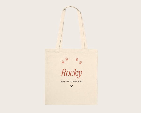 Tote bag personnalisé avec le nom de votre chien – tote bag en coton naturel