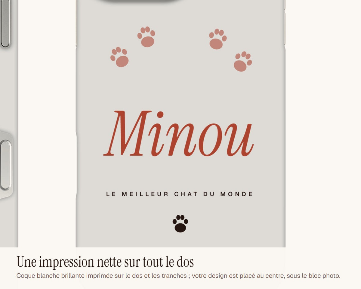 Coque de téléphone personnalisée pour les amoureux des chats – gros plan sur l'impression