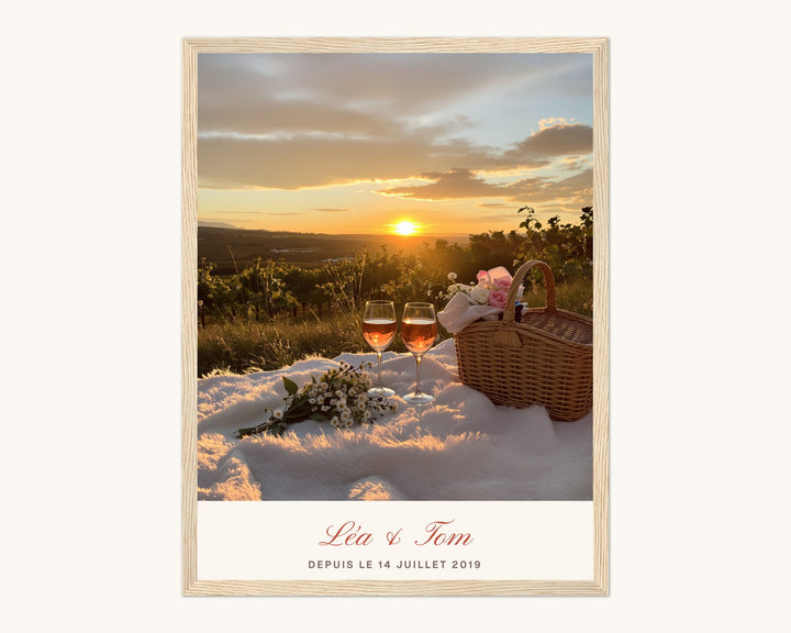 Tableau photo couple personnalisé avec vos prénoms et une date
