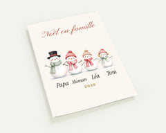 Carte de Noël bonshommes de neige personnalisée (lot de 10)