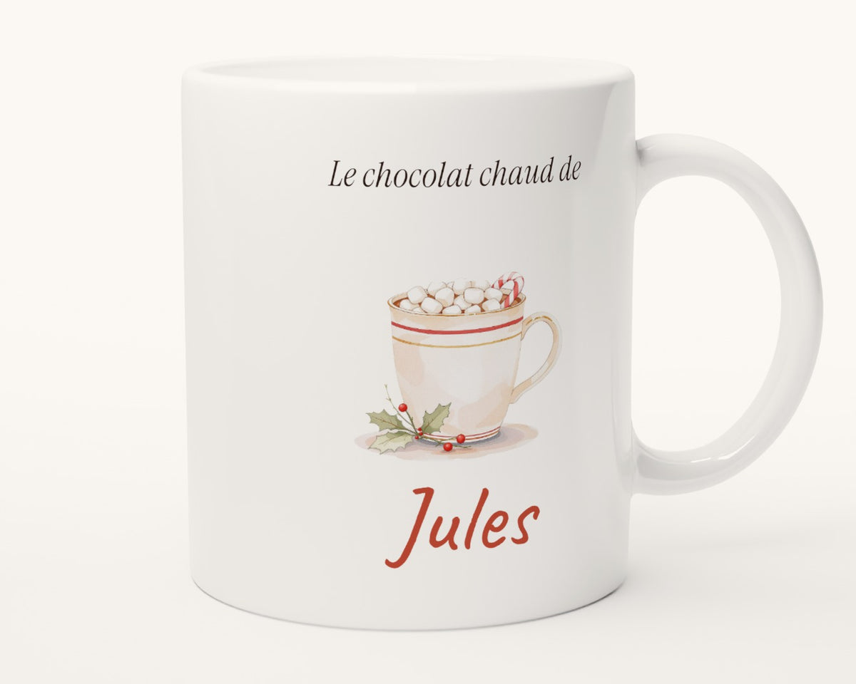 Mug enfant « Le chocolat chaud de… » personnalisé – autre face, anse à droite