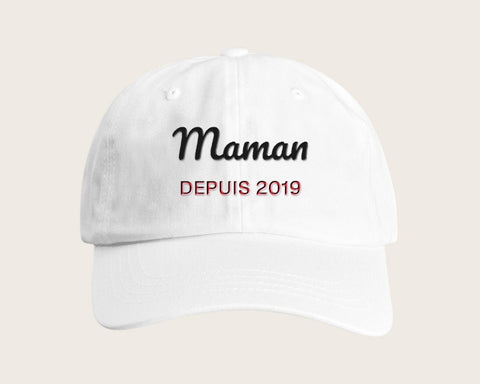 Casquette brodée « Maman depuis… » personnalisée