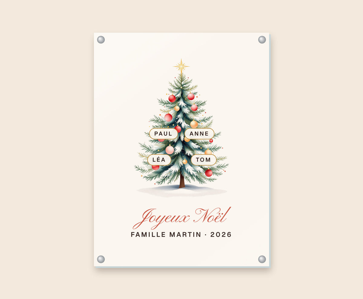 Affiche sapin de Noël de famille personnalisée – Tableau plexi 30×40 cm