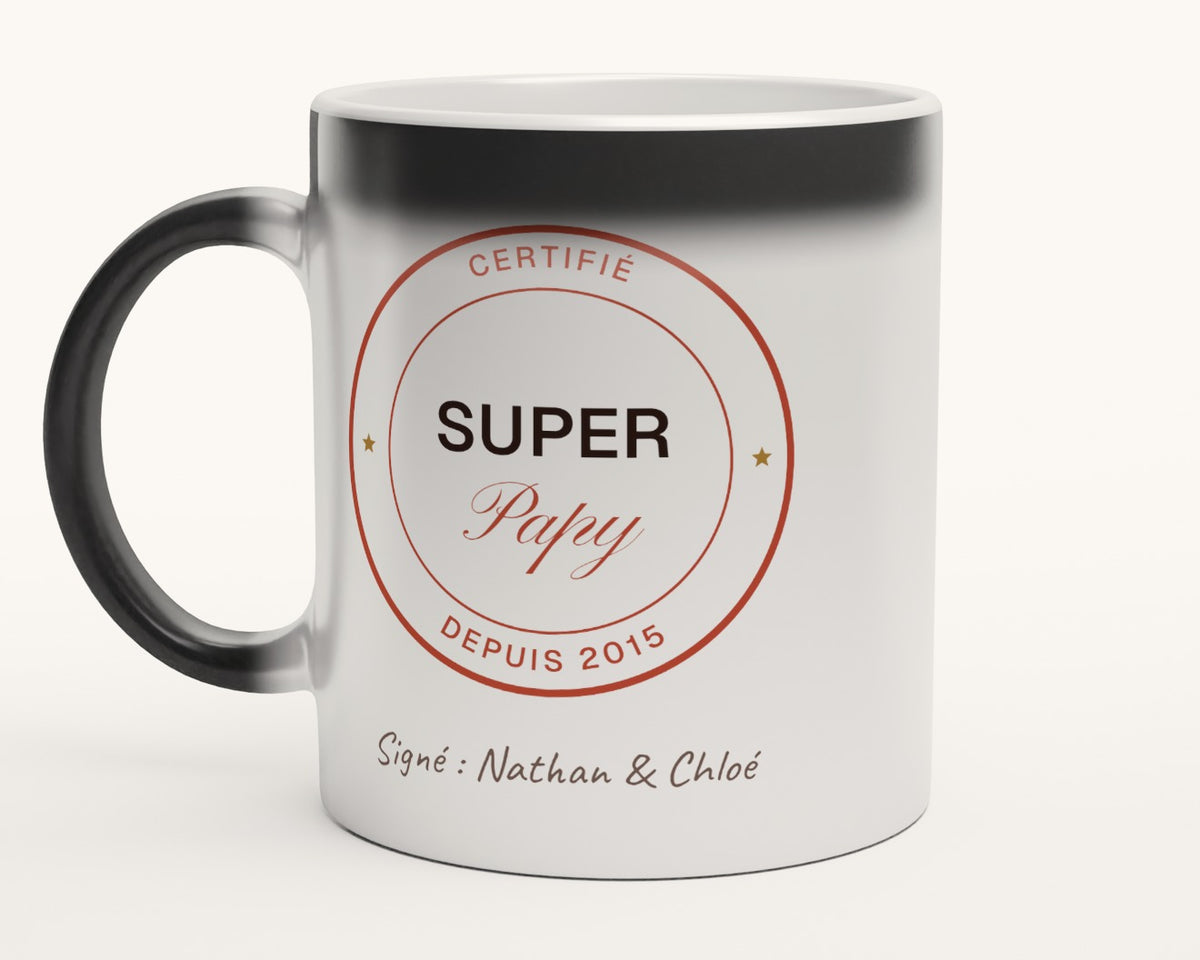 Mug « Super Papy certifié » personnalisé – mug magique