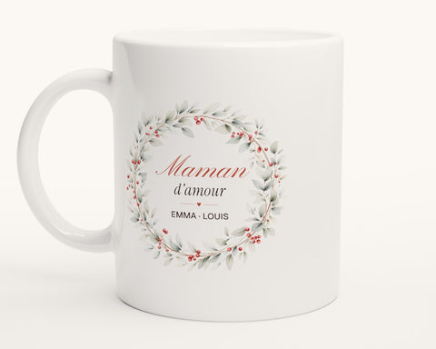 Mug personnalisé « Maman d'amour » avec les prénoms – photo produit