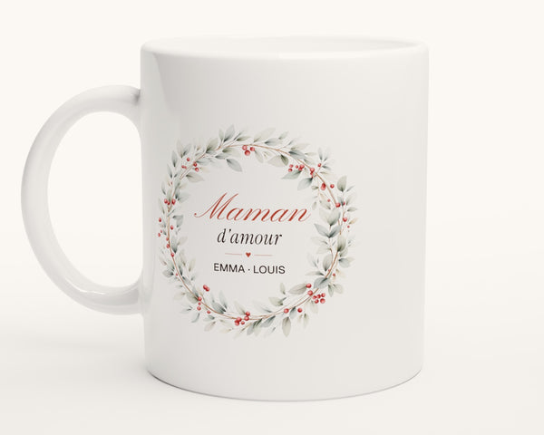 Mug personnalisé « Maman d'amour » avec les prénoms – photo produit