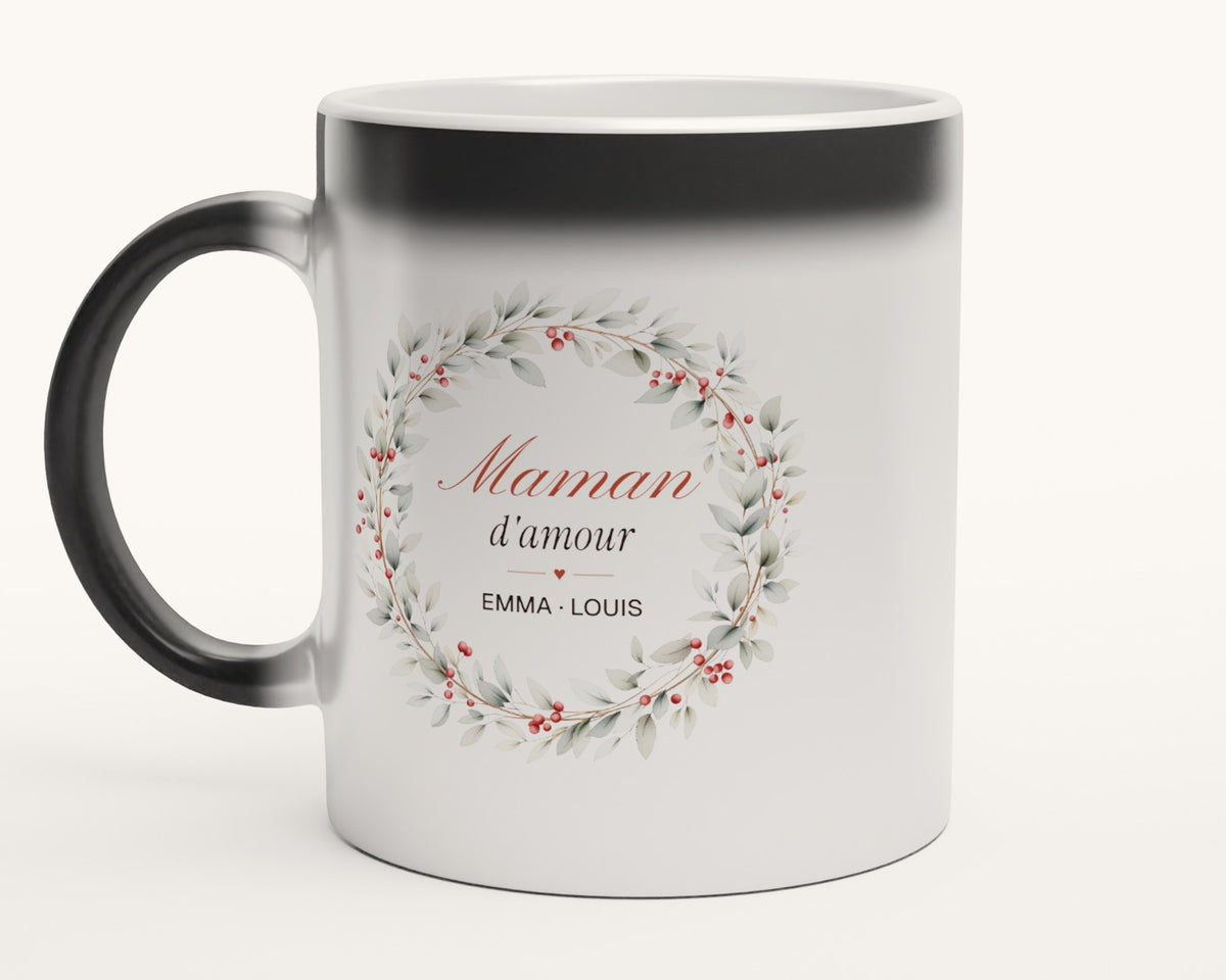 Mug personnalisé « Maman d'amour » avec les prénoms – mug magique