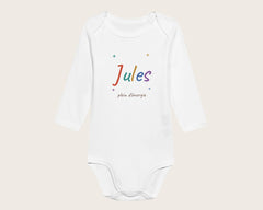 Body bébé personnalisé avec son prénom en couleurs