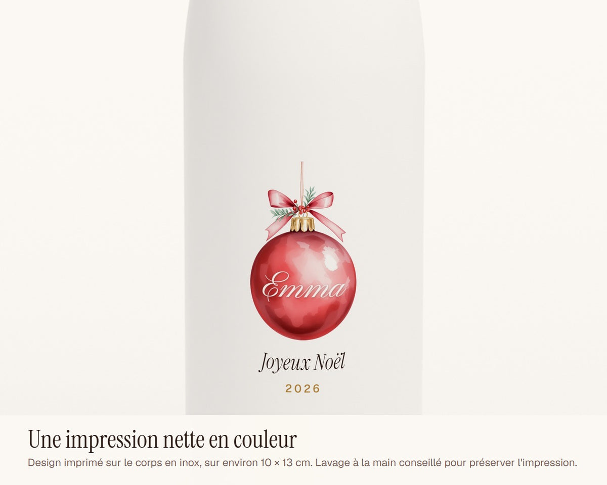 Gourde de Noël personnalisée avec prénom – gros plan sur l'impression