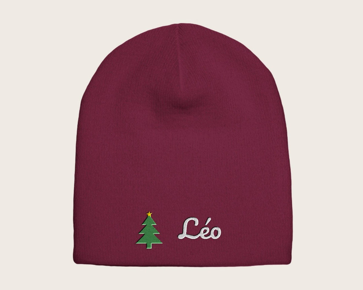 Bonnet de Noël brodé avec prénom – bordeaux