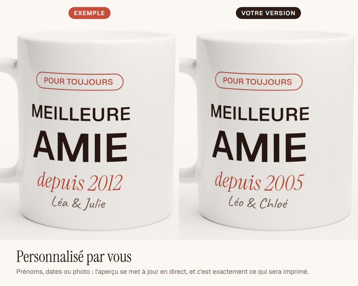 Mug personnalisé « Meilleure amie » – exemple de personnalisation
