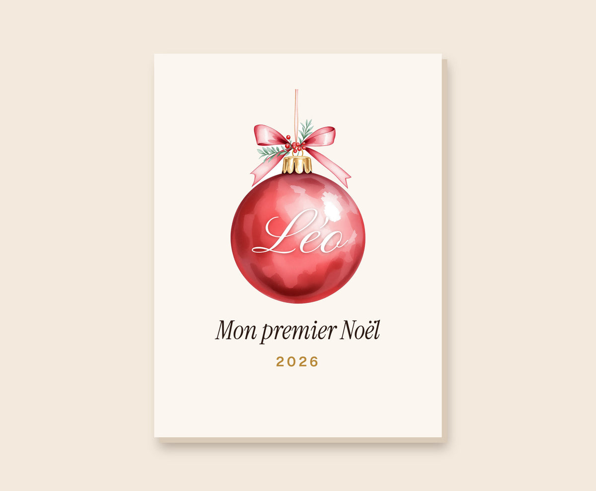 Affiche « Mon premier Noël » personnalisée pour bébé – Toile 30×40 cm