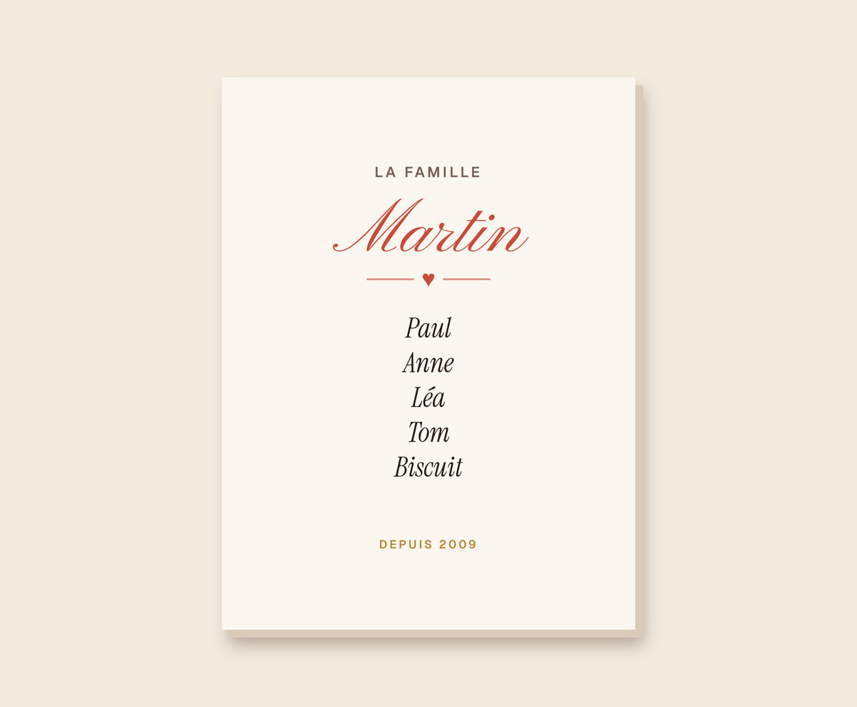 Affiche famille personnalisée avec tous les prénoms – Toile 30×40 cm