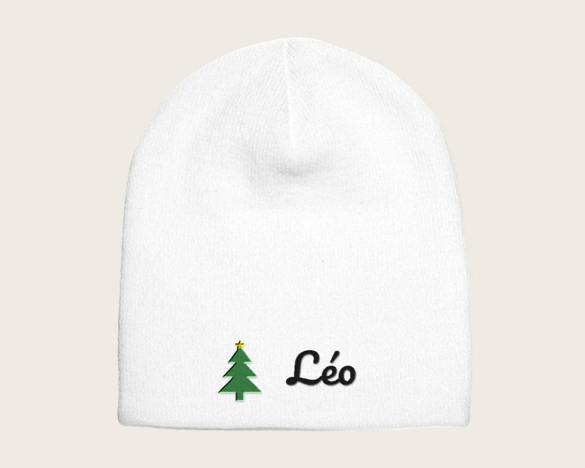 Bonnet de Noël brodé avec prénom – blanc