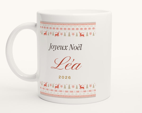 Mug « Pull de Noël » personnalisé avec prénom – photo produit