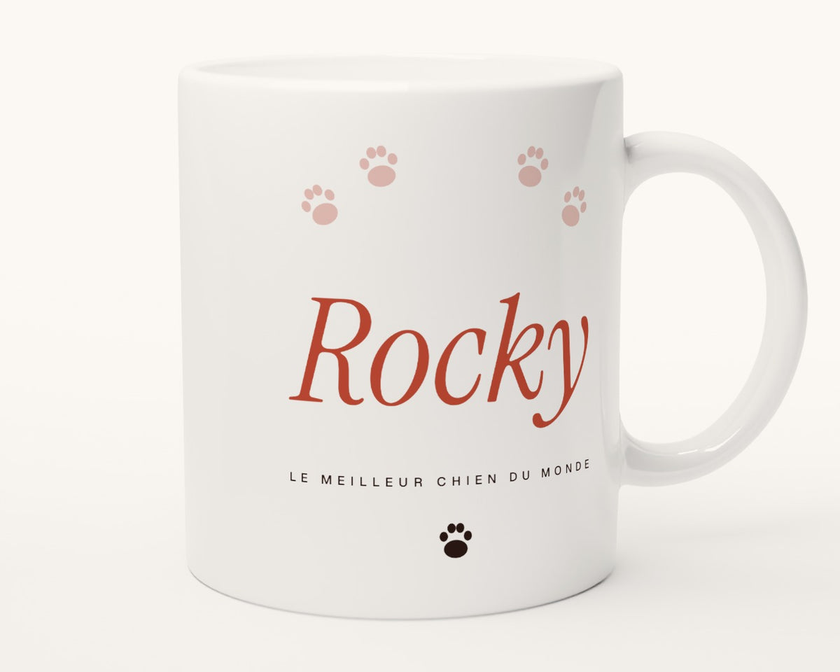 Mug « Le meilleur chien du monde » personnalisé – autre face, anse à droite
