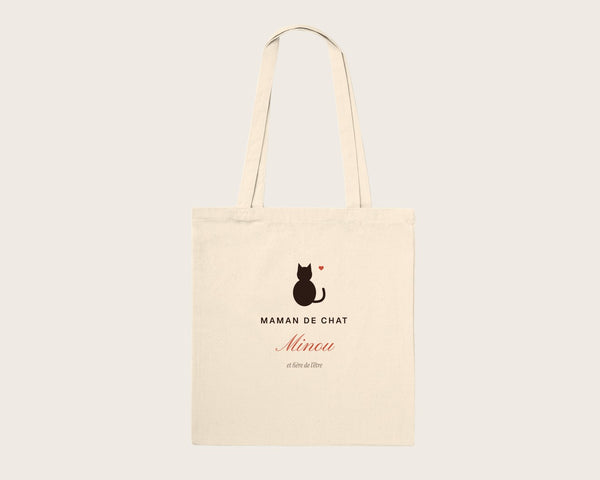 Tote bag « Maman de chat » personnalisé – tote bag en coton naturel