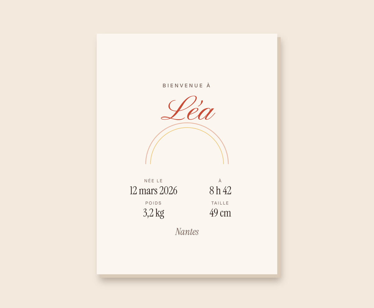 Affiche de naissance personnalisée – Toile 30×40 cm