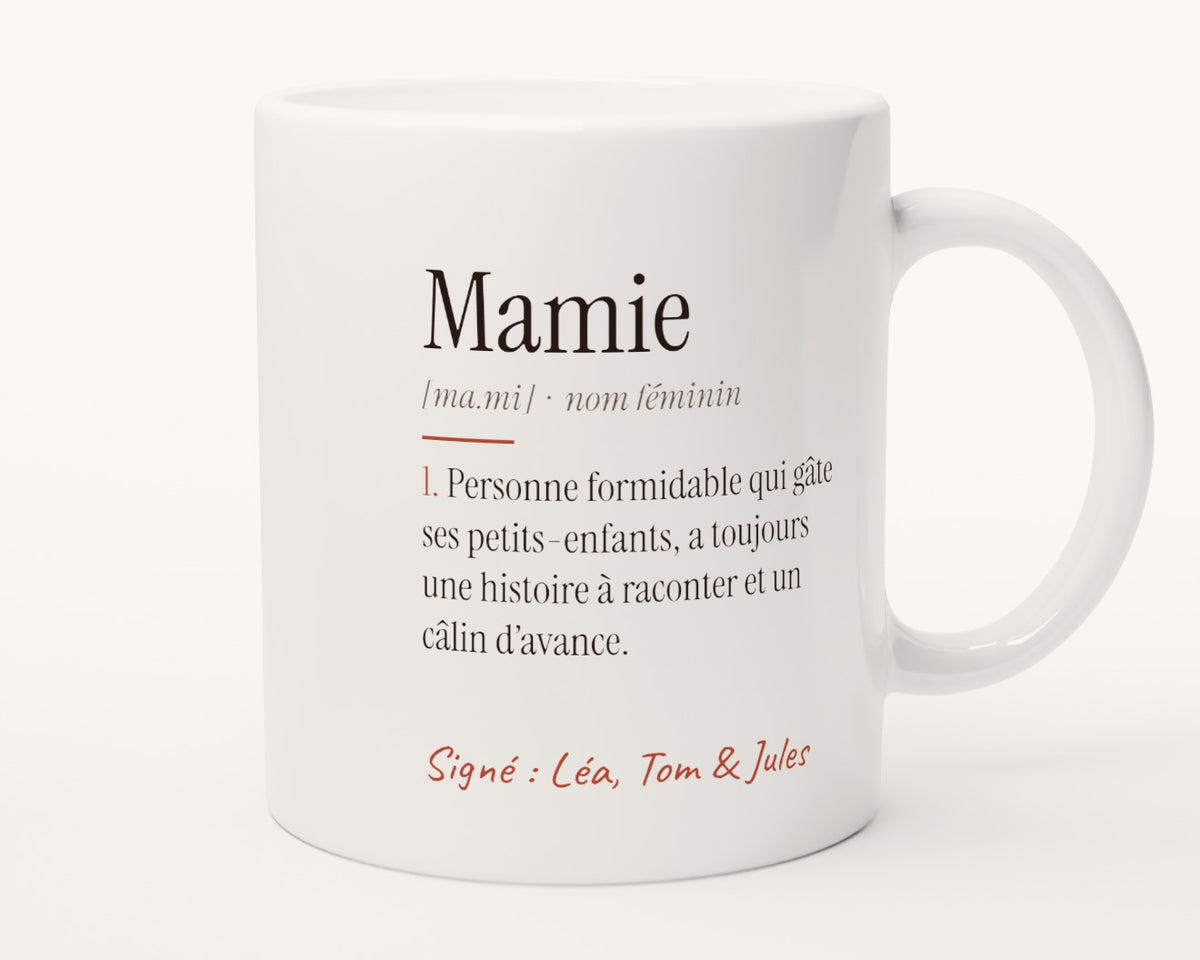 Mug « Définition de Mamie » personnalisé – autre face, anse à droite