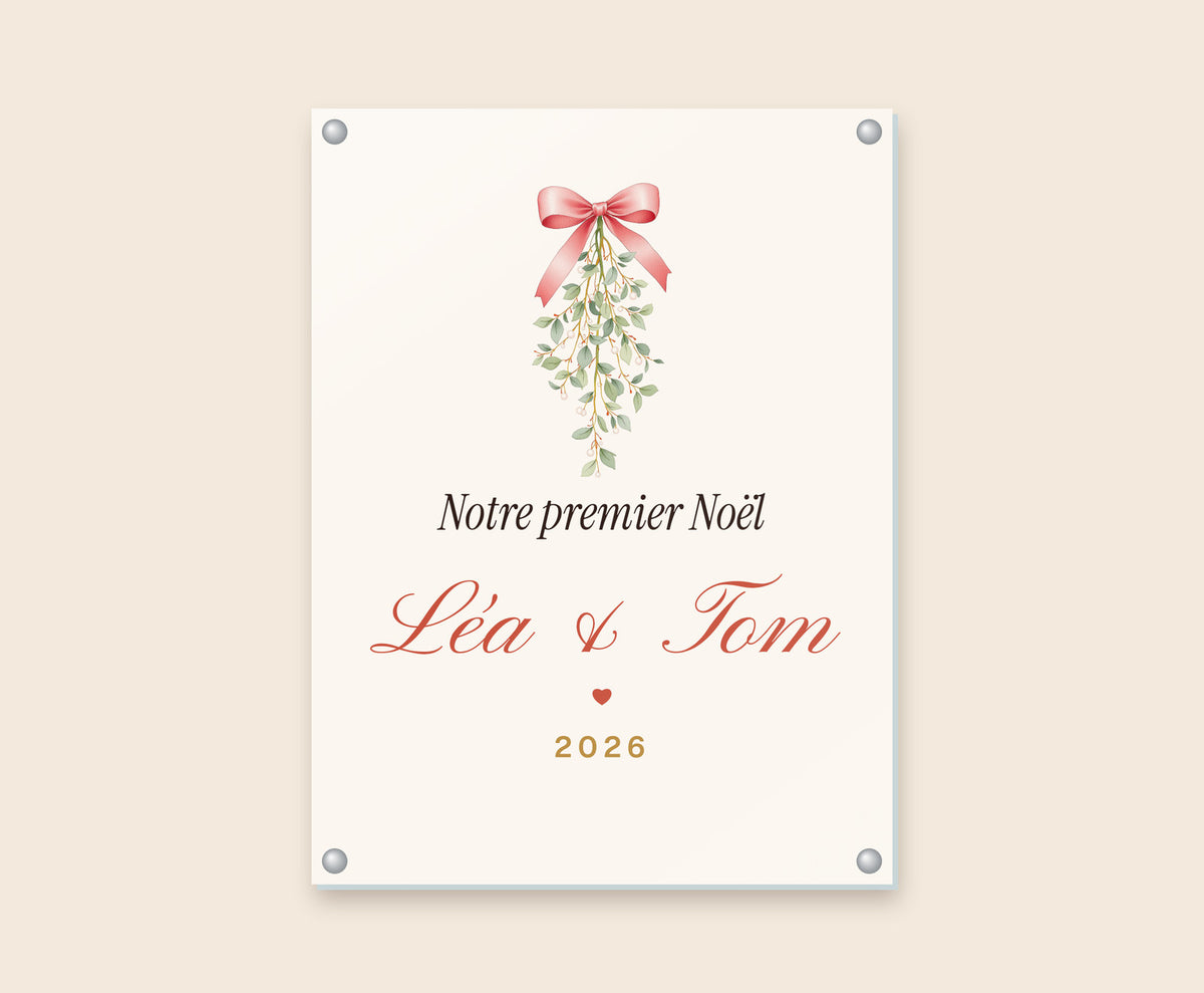 Affiche « Notre premier Noël » à deux personnalisée – Tableau plexi 30×40 cm