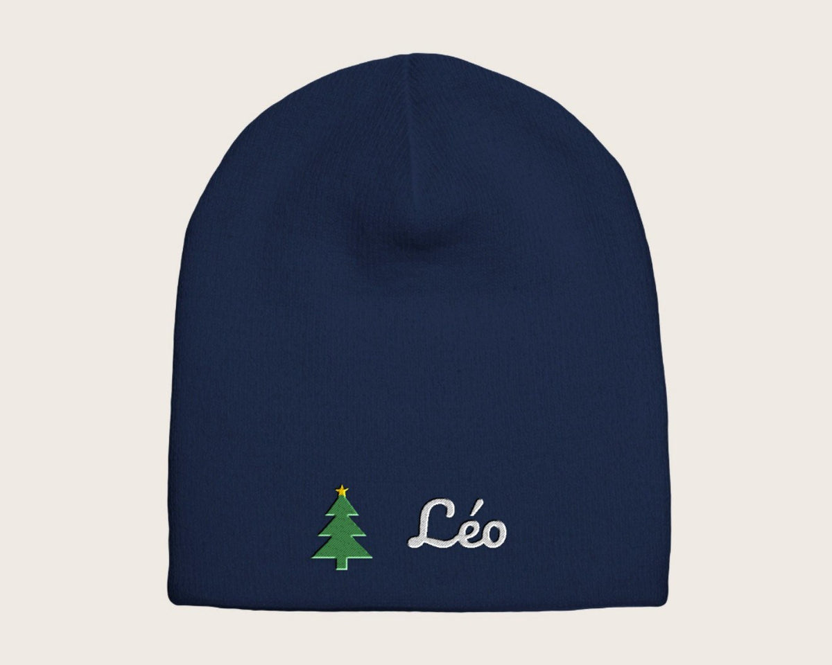 Bonnet de Noël brodé avec prénom – marine