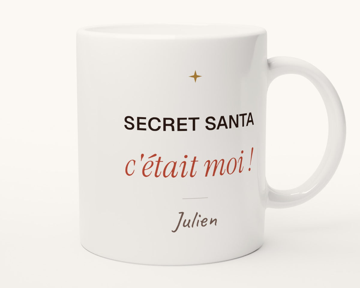 Mug « Secret Santa, c'était moi ! » personnalisé – autre face, anse à droite