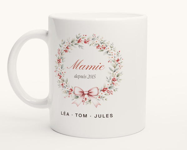 Mug « Mamie » couronne de feuillage personnalisé – photo produit