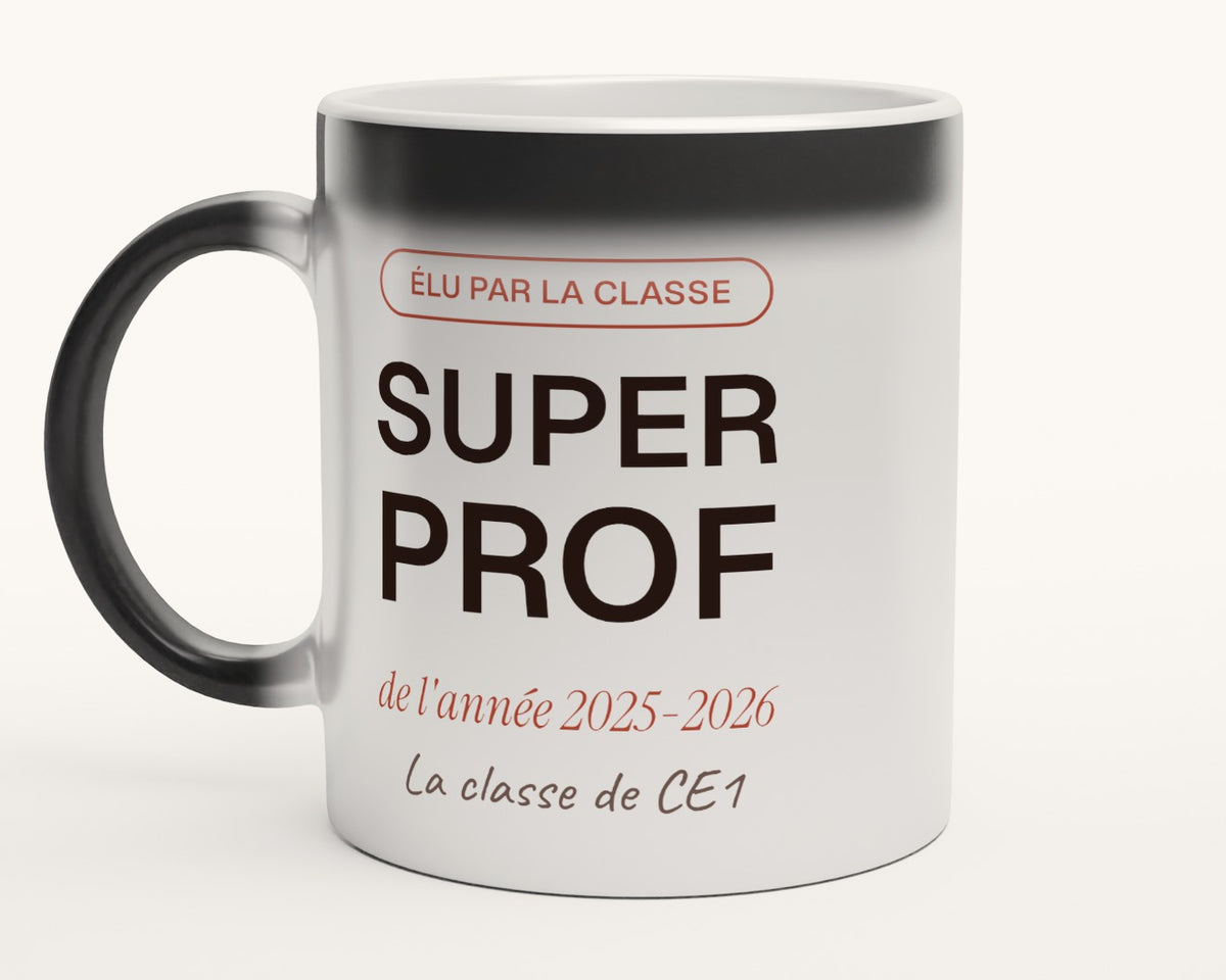Mug personnalisé « Super prof » de l'année – mug magique