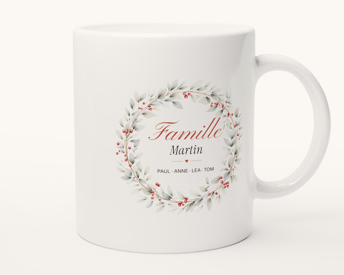 Mug personnalisé « Famille » avec tous les prénoms – autre face, anse à droite