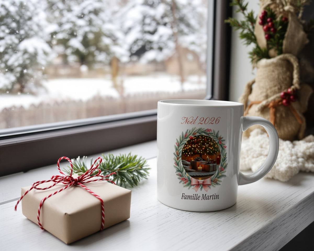 Mug photo de Noël personnalisé pour la famille – mise en situation