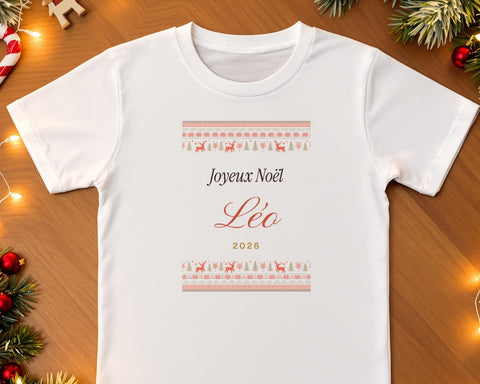 T-shirt de Noël enfant personnalisé avec son prénom