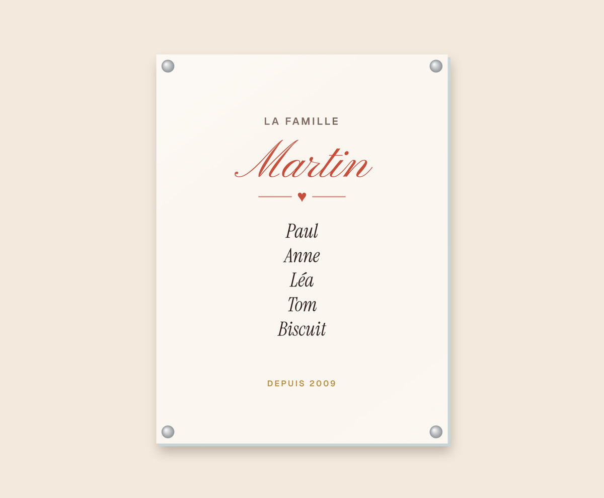 Affiche famille personnalisée avec tous les prénoms – Tableau plexi 30×40 cm