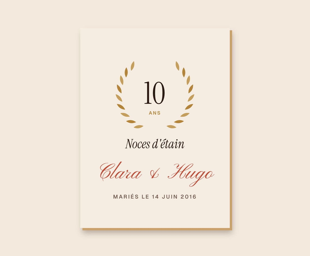 Affiche anniversaire de mariage personnalisée (noces) – Tableau bois 30×40 cm