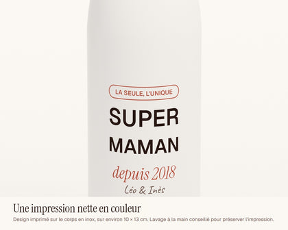 Gourde « Super Maman » personnalisée avec les prénoms
