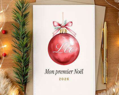 Carte « Mon premier Noël » bébé personnalisée (lot de 10)