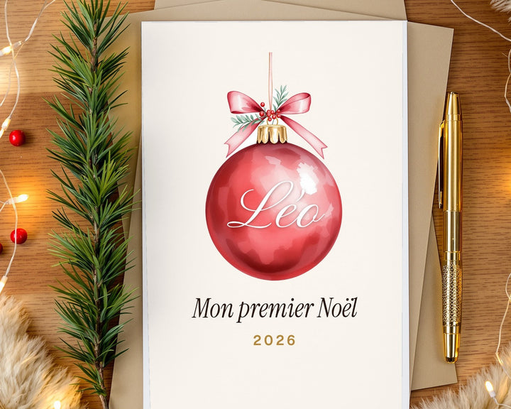 Carte « Mon premier Noël » bébé personnalisée (lot de 10)