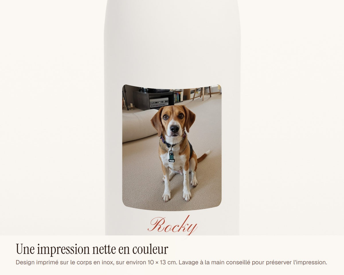 Gourde personnalisée avec votre photo – gros plan sur l'impression