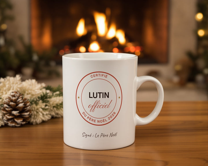 Mug enfant « Lutin officiel du Père Noël » personnalisé