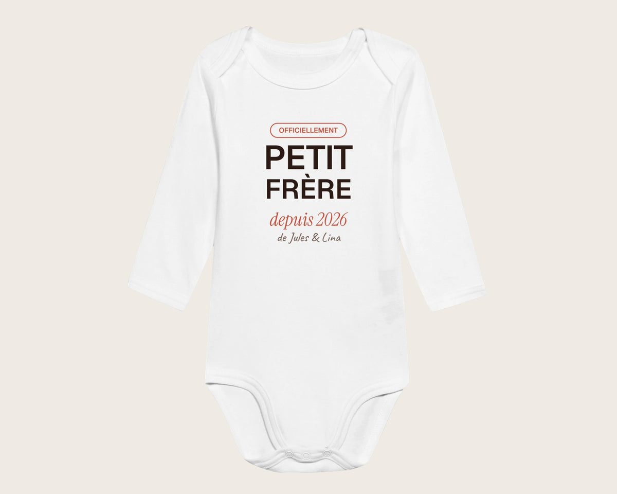 Body « Petit frère » personnalisé avec les prénoms – body manches longues blanc