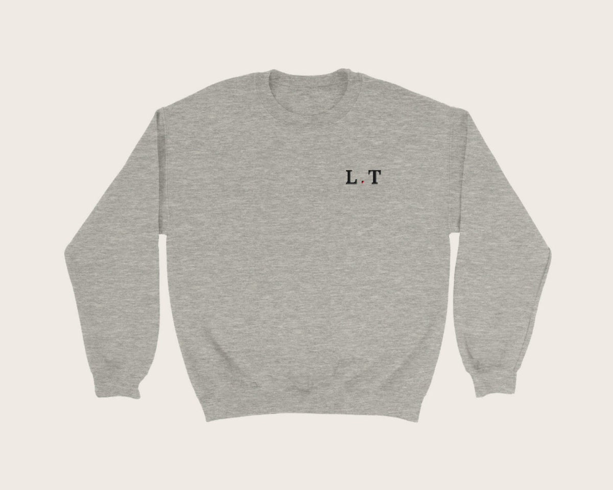Sweat brodé initiales – sweat col rond gris chiné