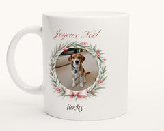 Mug de Noël personnalisé avec la photo de votre chien