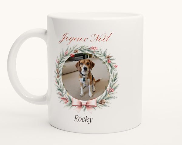Mug de Noël avec la photo de votre chien – photo produit